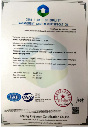 Κίνα Hefei Luox Yougao Technology Co., Ltd. Πιστοποιήσεις
